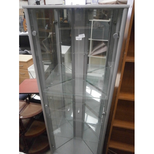 667 - A large 2 door mirror backed corner display cabinet