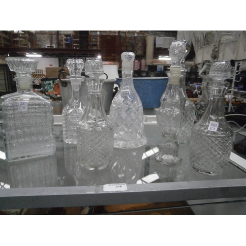 316 - Seven assorted decanters