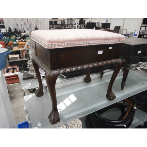 319 - Old mahogany fabric topped piano stool