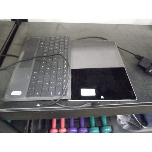 62 - Microsoft Surface tablet with keyboard attachment and charger