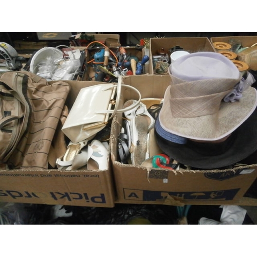 112 - Two boxes inc footwear, hats, bags