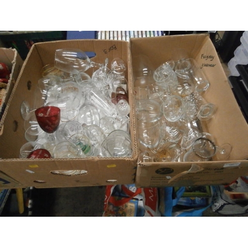 123 - Two boxes of assorted glasses