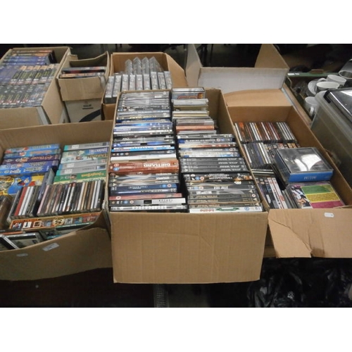 135 - Three boxes inc videos, DVDs, CDs