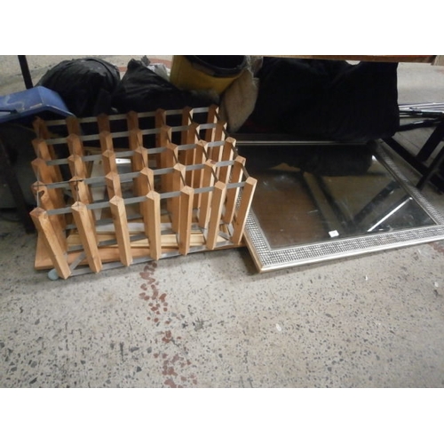 148 - Lot inc mirrors, wine rack, etc