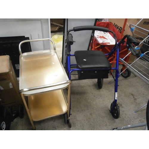 237 - Two tier hostess trolley and seated mobility aid