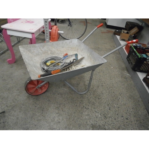 240 - Wheelbarrow with small collection of tools