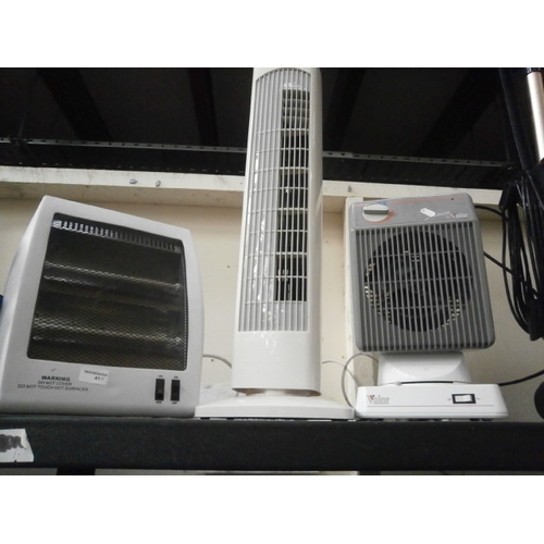 41 - Lot inc Valor desk fan, tower fan working order and halogen heater s/r