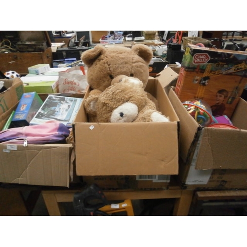 123 - Three boxes of assorted toys and games