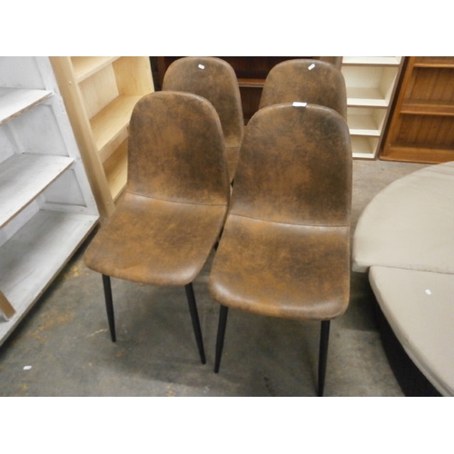 703 - A set of 4 x modern metal framed stand chairs with suede covers