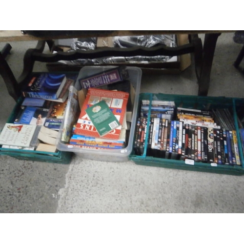 57 - Three boxes inc books, DVDs, etc