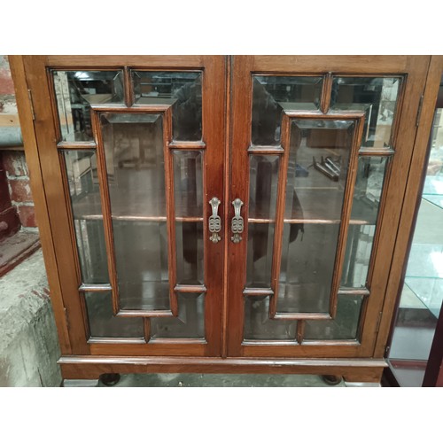 833 - A small vintage glazed mahogany 2 door cabinet