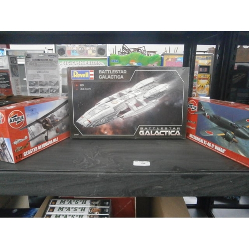 136 - Two Airfix models and Revell Battlestar Galactica model