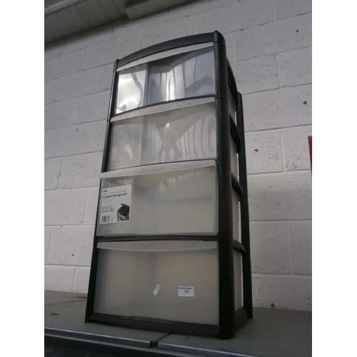 157 - Four tier plastic storage unit