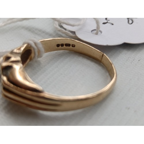 232 - 9ct gold hallmarked gents ring with white stone, weight 4.43 grams