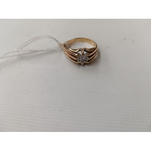 232 - 9ct gold hallmarked gents ring with white stone, weight 4.43 grams