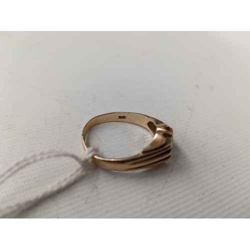 232 - 9ct gold hallmarked gents ring with white stone, weight 4.43 grams