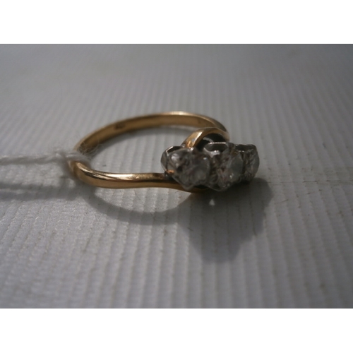 234 - 18ct gold and three diamond ring, weight 3.2 grams