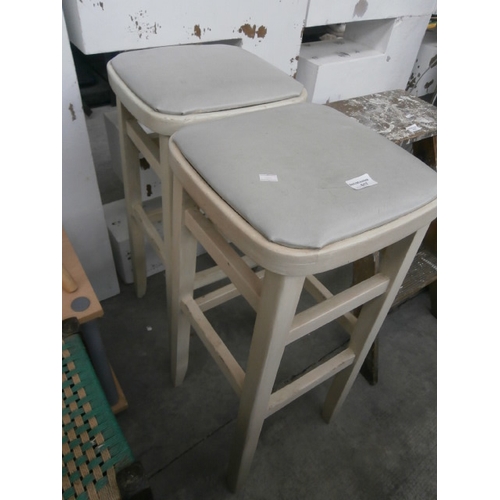 617 - A pair of tall painted kitchen stools