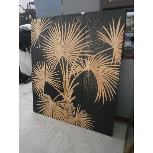 313 - Carved wooden three piece wall mural