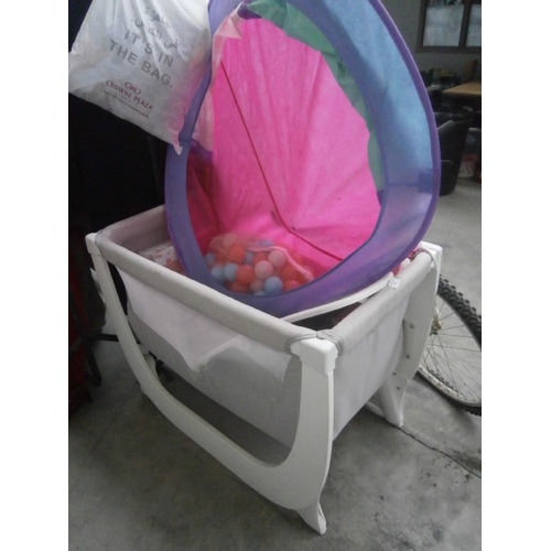 93 - Lot inc baby cot, ball pit and balls, baby mobile, etc