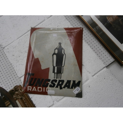 406 - Enamel Tungsram Radio sign, W 33Cm H41cm