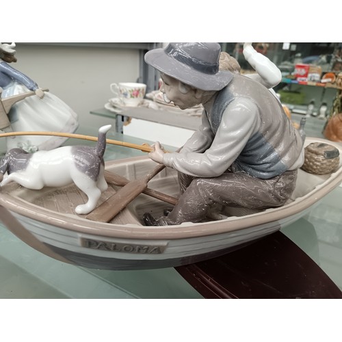 167 - LLADRO grandfather and grandson on boat fishing ornament