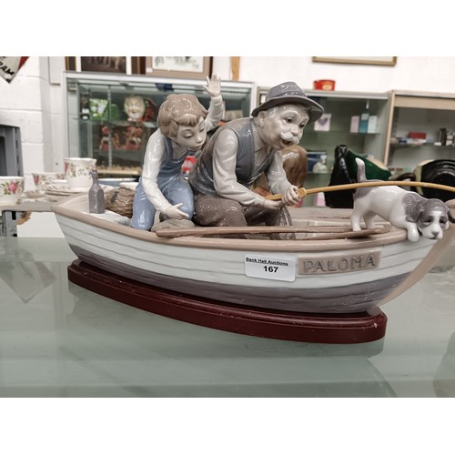 167 - LLADRO grandfather and grandson on boat fishing ornament