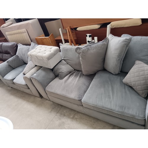 654 - 2 upholstered settees and small stool