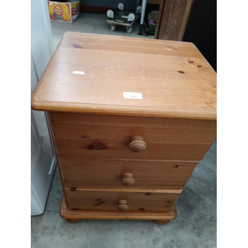 657 - Pine 3 drawer bedside