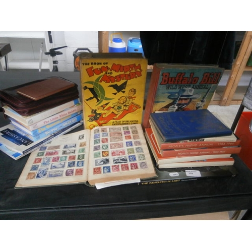 110 - Lot inc old books and stamp album