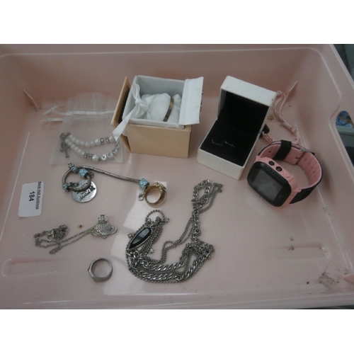 184 - Collection of jewellery pieces and smart watch inc silver 925 baby bracelet