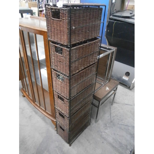 642 - A 6 tier wicker basket drawer storage tower