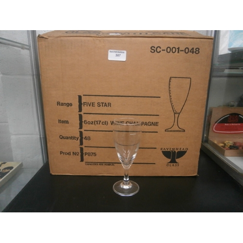 307 - Box of 48 new wine/champagne glasses