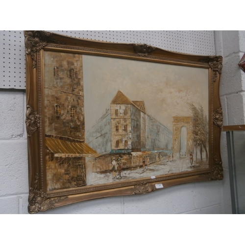 311 - Large gilt framed M. Church oil on canvas painting