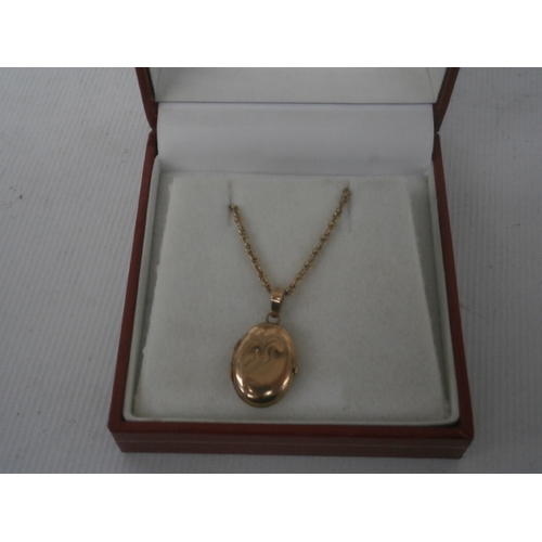 317 - 9CT gold necklace with 9ct locket, weight 3.2grams