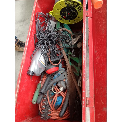 348 - Metal tool chest with contents