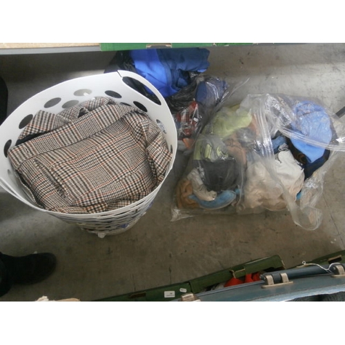 68 - Three bags and basket of assorted clothing