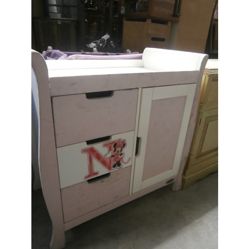 637 - A 3 drawer baby changer base unit with cupboard