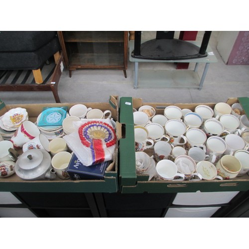 373 - Two boxes of assorted commemorative ware