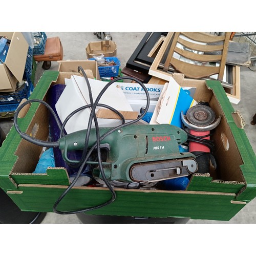 382 - A box of tools inc sander , grinder etc