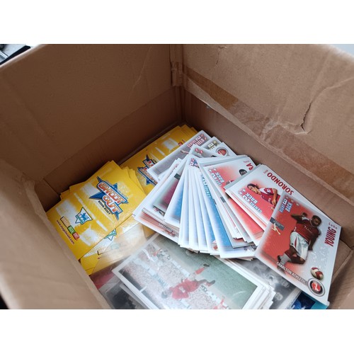 352 - Two boxes inc football trading cards, postcards, etc