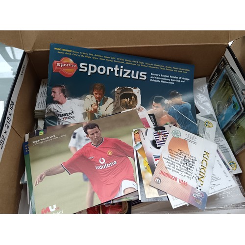 352 - Two boxes inc football trading cards, postcards, etc