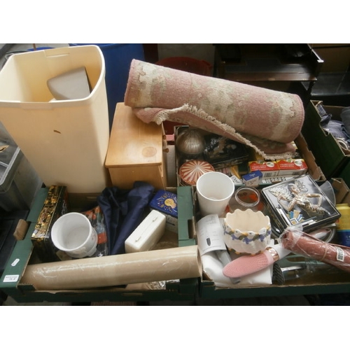 78 - Lot inc rug, bread bin, kitchen bin, sponge refills, assorted tins, etc