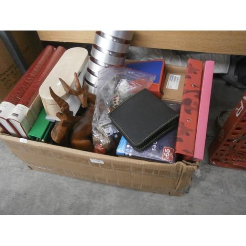 91 - Box inc photo albums, lamps, bubble envelopes, routers, etc