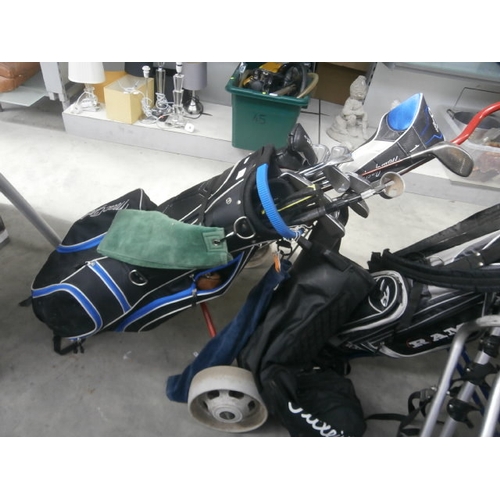 104 - Lot inc golf bag, clubs, trolley, balls, etc