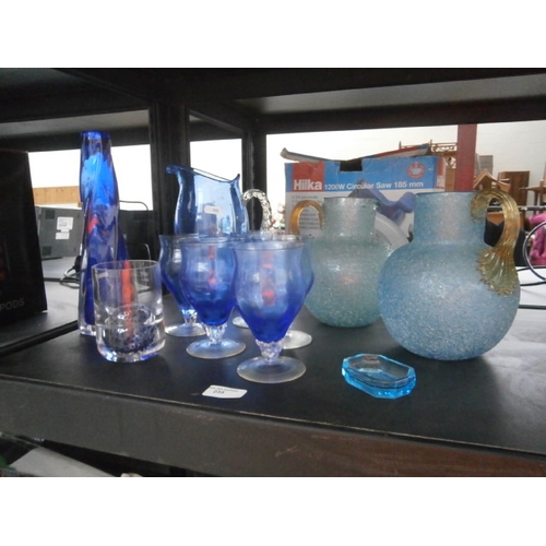 235 - Collection of blue glass items