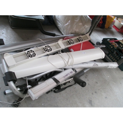 67 - Lot inc bike rack, window blinds, fans, etc