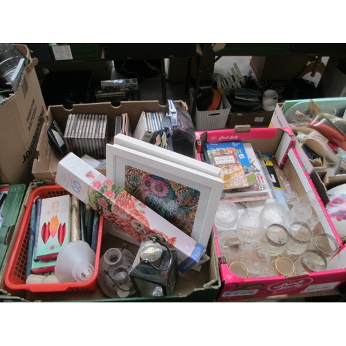 85 - Three boxes inc artwork, glasses, candles, books, etc