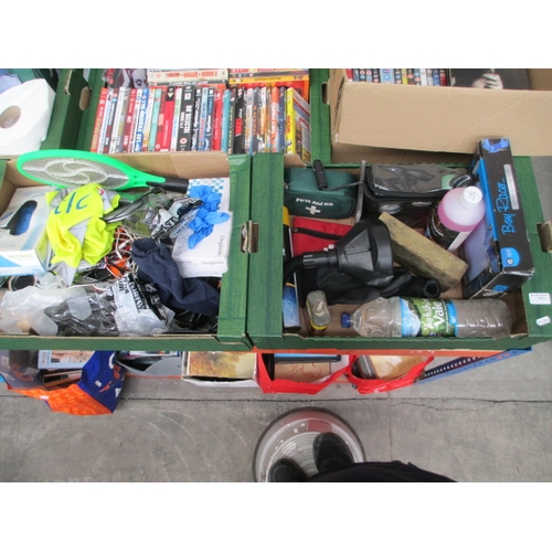 117 - Two boxes inc tyre inflator with tyre seal, De-Icer, Screenwash, work gloves, latex gloves, etc