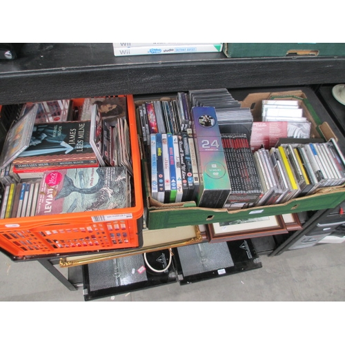 195 - Two boxes inc CDs, books, DVDs